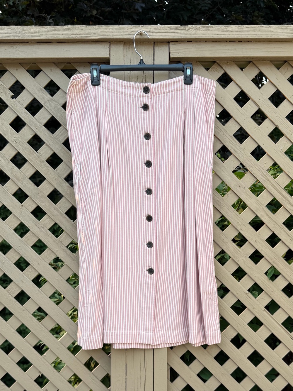 NWT Talbots Striped Pink Button-Front Midi Skirt - 16